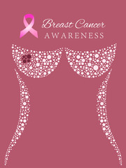 Silhouette of the female breast with cancer formation, breast cancer awareness concept