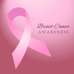 Breast Cancer Awareness Ribbon on nice pink background