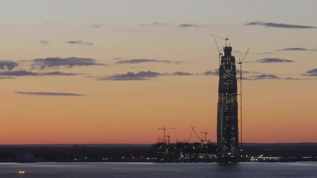 skyscraper building time Laps gazprom