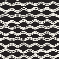 Decorative seamless pattern with doodle lines. Hand painted grungy wavy stripes background. Trendy endless freehand texture