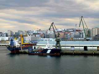 Naklejka premium Industrial harbor in Coruna