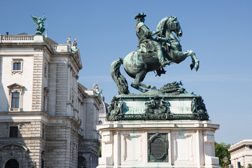 Fototapeta premium &nbsp;Equestrian statue of Prince Eugene of Savoy, One of the greatest generals of the Roman Empire. Vienna, Austria