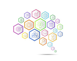 Naklejka premium Business connection concept in form of brain symbol.