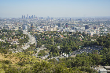 Fototapeta na wymiar Aerial view of Los Angeles skyline
