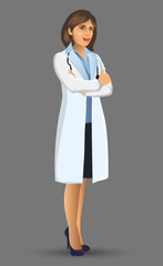 Chef woman illustration, cartoon figure of woman chef presented a menu and food, design elements for your brochure, banner and web.