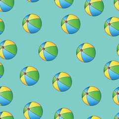 Children's inflatable balls. Seamless pattern on yellow background. Design of packaging for children's products, textiles, tapestries, background image