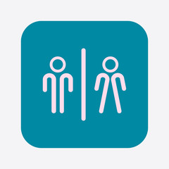 WC sign icon.  Male and Female toilet. Flat design. 