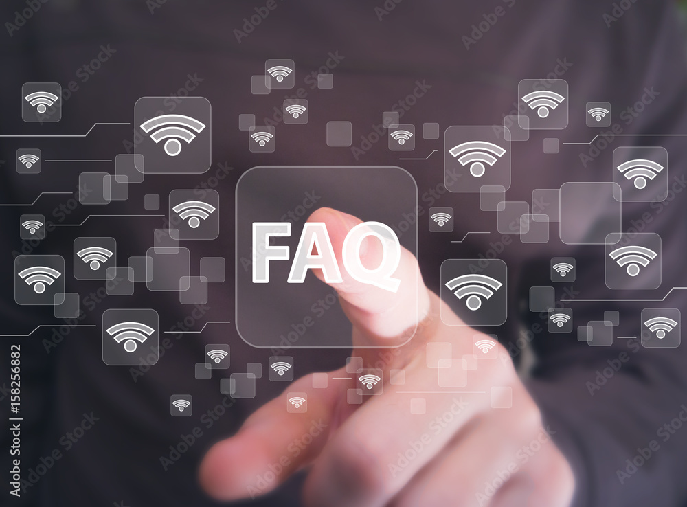 Poster social network wifi business button faq network wi fi icon