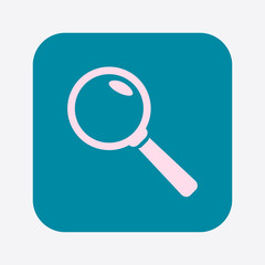 Icon of loupe. Search button. Magnifying glass. Flat design style. 