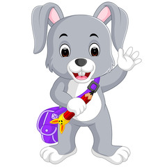 Little rabbits cartoon are going to school