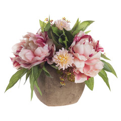 Floral composition with bicolored peonies