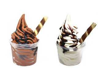 soft serve ice cream in a cup with topping