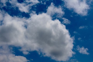 The white clouds with the blue sky.