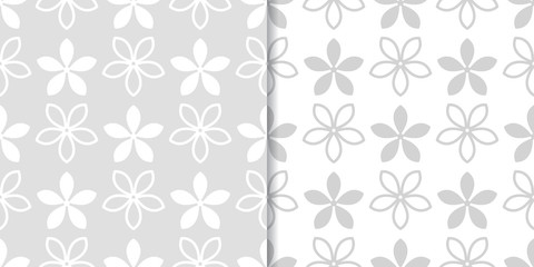 Floral seamless pattern. Gray flower elements