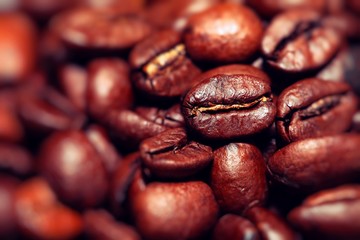 Closeup of coffee beans background