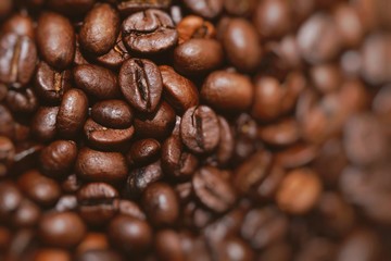 Closeup of coffee beans background
