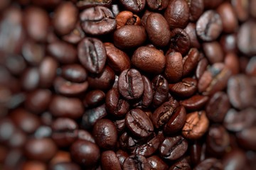Closeup of coffee beans background