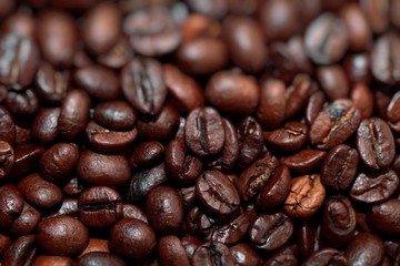 Closeup of coffee beans background