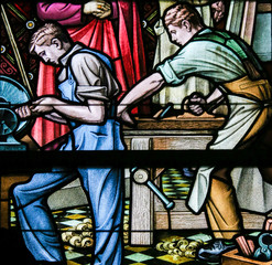 Obraz premium Stained Glass - Woodworking