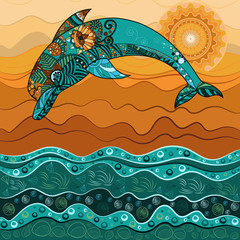 Obrazy na Szkle  Dolphin in the sea in the sun-2