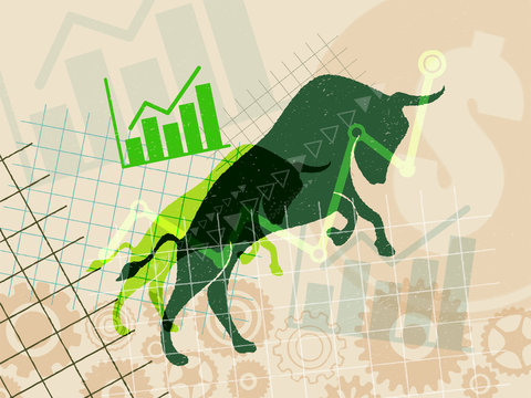 Financial and stock investment market concept. The bull market which rising price of securities are expected.