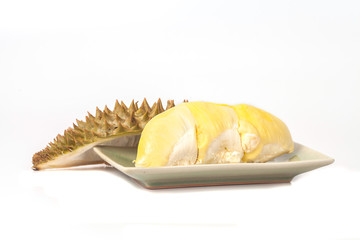 freshness durian fruit on white background
