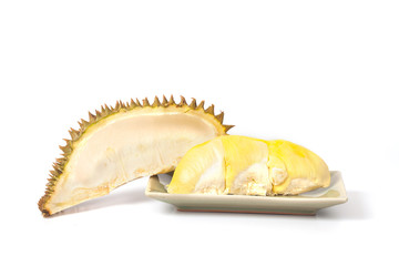 freshness durian fruit on white background