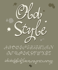 Vector handwritten calligraphic font. Old style