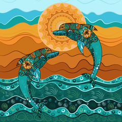 Dolphin in the sea in the sun-3