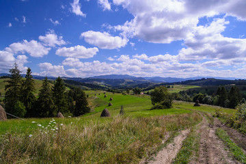Country road in rural mountainous countryside