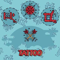 Tattoo flat icons set