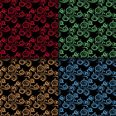 Abstract ornaments. Black colored seamless pattern