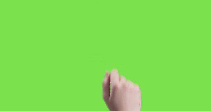 16 young female hand touch gestures on green screen, 4k prores footage