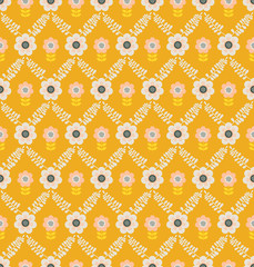 seamless retro pattern with flowers and leaves