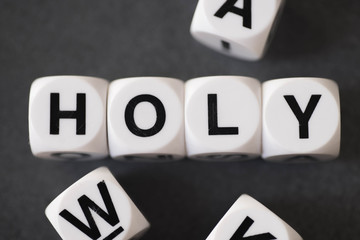 word holy on toy cubes