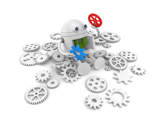 Robot with details of its mechanism. For your website projects. 3d illustration