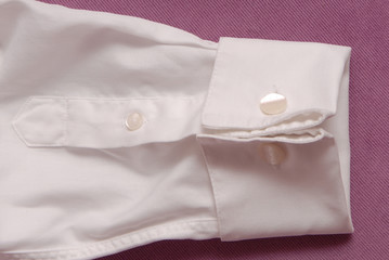 white cotton shirt, cufflink and cuff, close-up of sleeve