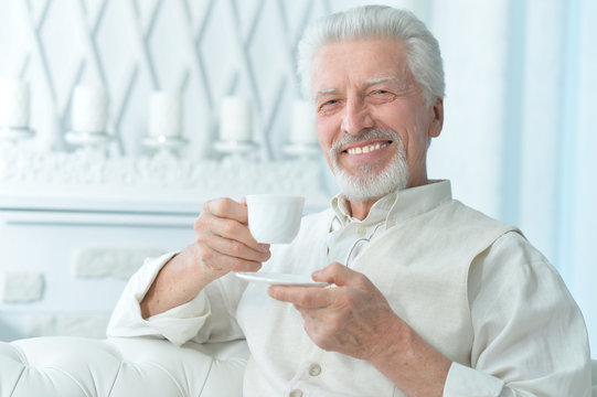 Elderly Man Drinking Tea