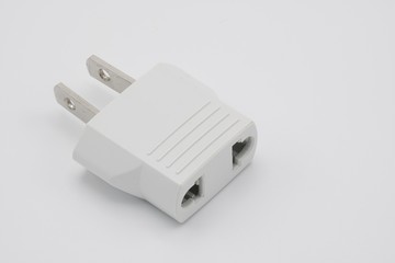 Power Adapters on White Background.