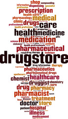 Obraz premium Drugstore word cloud