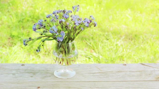 Bouquet of forget-me-nots outdoors