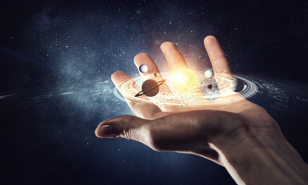 System of planets . Mixed media