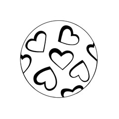 Moon with craters in the form of hearts.