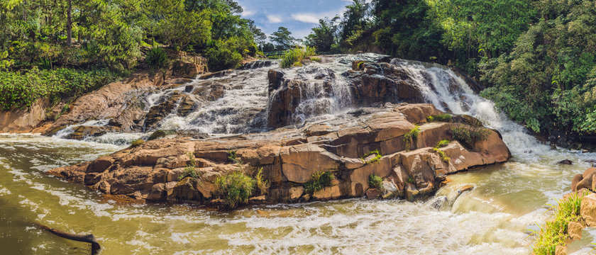 Big panorama of Beautiful Camly waterfall In Da Lat city