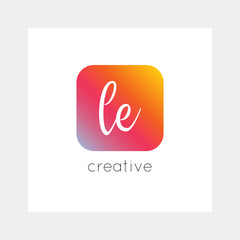 Fototapeta na wymiar LE logo, vector. Useful as branding, app icon, alphabet combination, clip-art.
