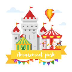 Fototapeta premium amusement park or funfair design. Isolated on white background.