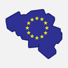 Isolated Belgium map with  the EU flag stars