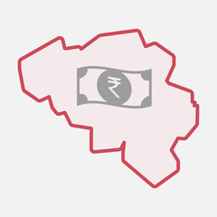 Isolated Belgium map with  a rupee bank note icon