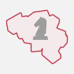 Isolated Belgium map with a  knight   chess figure