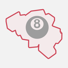 Isolated Belgium map with  a pool ball
